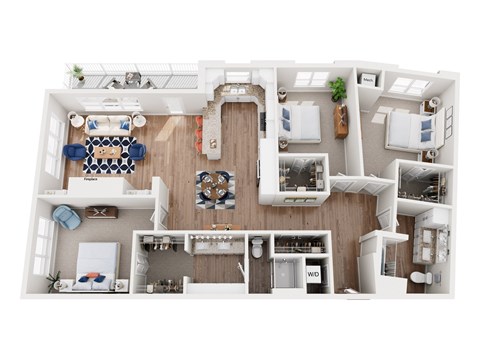 Floor plan for 3 beds, 2 baths, 1692 sqft